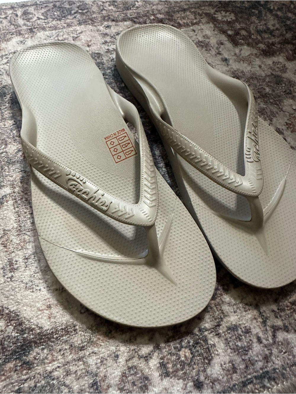 Archie’s Taupe Arch Support Flip Flops